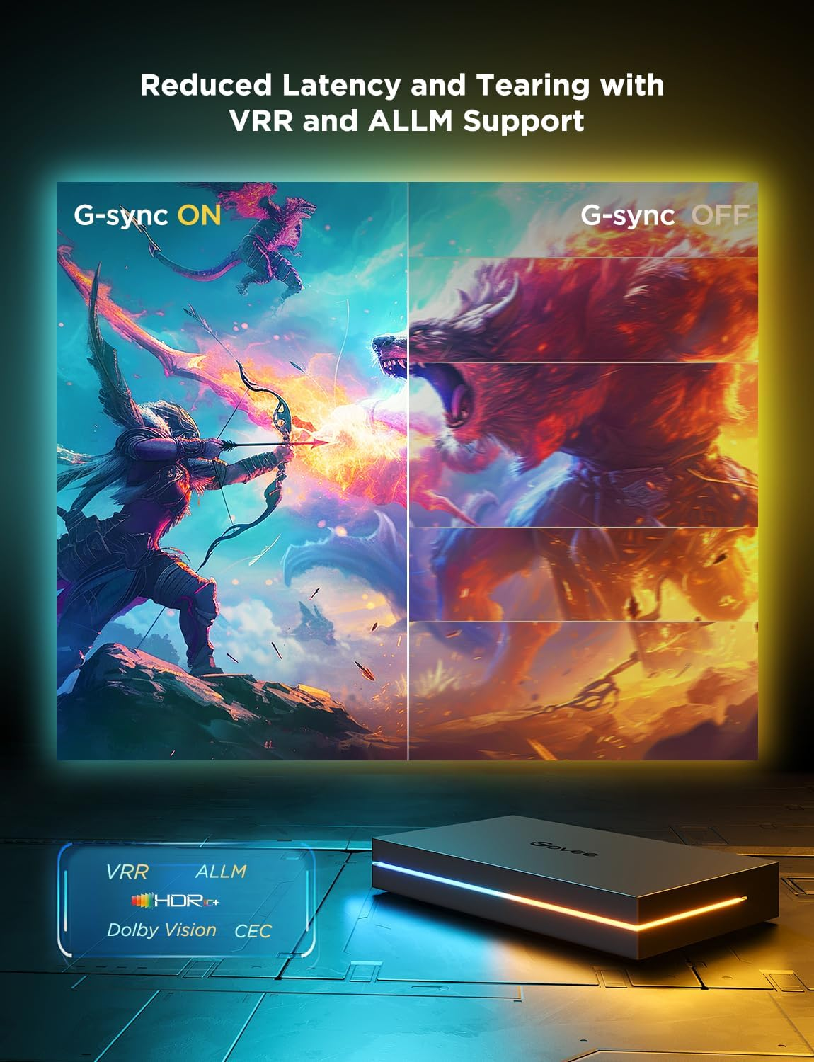 Govee HDMI 2.1 Sync Box Kit 2, Includes AI Sync Box, Light Bars, and Monitor Backlight Govee HDMI 2.1 Sync Box Kit 2, Includes AI Sync Box, Light Bars, and Monitor Backlight